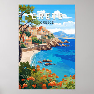 Poster Crète Voyage Artistique Vintage Grèce