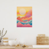 Poster Crêtes chromatiques : Symphonie des vagues et de l (Cuisine)