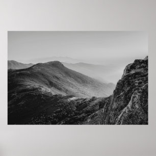 Poster Crêtes de montagnes noires et blanches – Peña de F