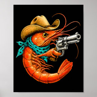Poster Crevettes drôles de fruits de mer cajuns 
