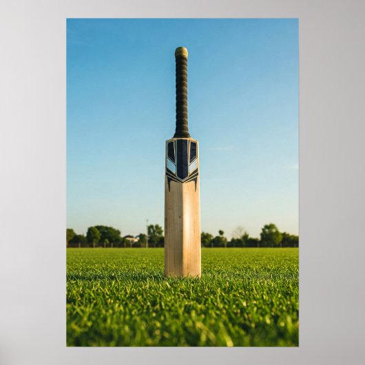 Poster Cricket Bat Standing on Sunlit Field (Devant)