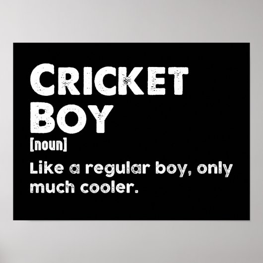 Poster Cricket Boy Drôle Définition Cricket Lover (Devant)