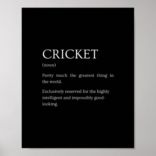Poster Cricket Definition - Funny Sarcastic Cricket Expla (Devant)