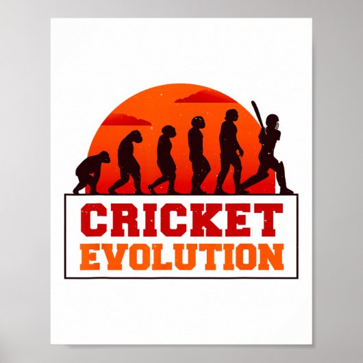 Poster Cricket Evolutionn Funny Sport Fan Cricketer Novel (Devant)