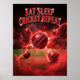 Poster Cricket Foudre Rouge Répéter
