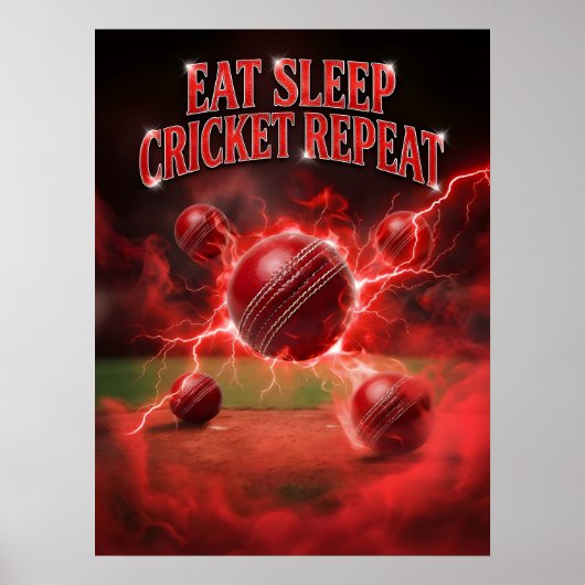 Poster Cricket Foudre Rouge Répéter (Devant)