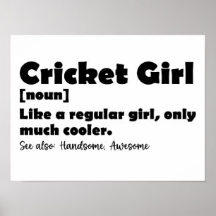 Poster Cricket Girl Drôle Définition Cricket Lover