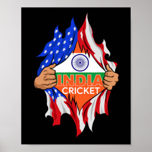 Poster Cricket Inde Parfait Pour Les Fans de Cricket Indi