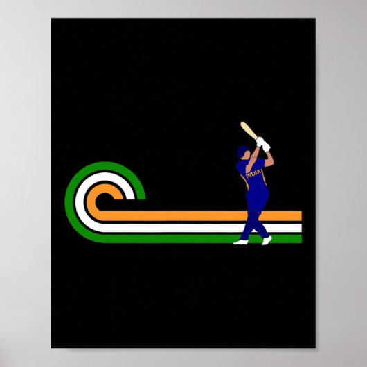 Poster Cricket Inde pour les joueurs de cricket et les jo (Devant)