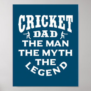 Poster Cricket Papa Homme Le Mythe La Légende Cricket