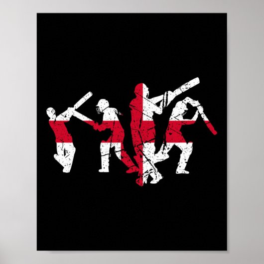 Poster Cricket Player Distressed  (Devant)