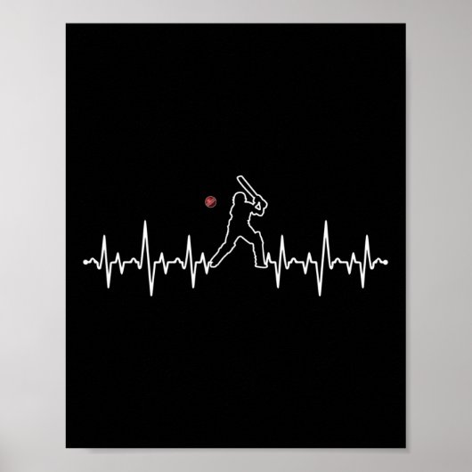 Poster Cricket Player Heartbeat Cricket Gift (Devant)