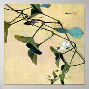 Poster Cricket sur une vigne Bois japonais Art Ukiyo-E