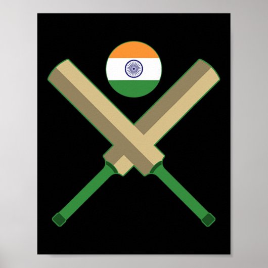Poster Cricket T Cricket Ll Drapeau indien Inde Cricket (Devant)