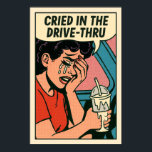 Poster Crié dans le Drive-Thru - Pop Art Heartbreak<br><div class="desc">Servez-vous du chaos émotionnel avec cette audacieuse impression murale pop art montrant une femme sanglotant dans sa voiture, des stries mascara courant, et un milk-shake renversé à la main. Stylisé dans la mode de la bande dessinée rétro avec l'ombrage mi-teinte et l'expression dramatique, ce portrait capture la beauté brute du...</div>