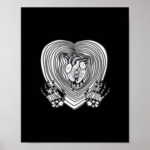 Poster Crier Coeur classique - Squelette Mains Coeur