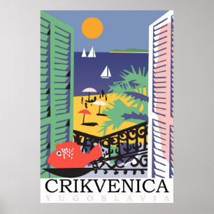 Poster Crikvenica, Yougoslavie, vue par la fenêtre