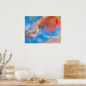 Poster Crimson, Blush, Blue and Gold Marbled Alcohol Ink (Cuisine)