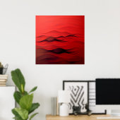 Poster Crimson Flow – Abstract Red Waves of Motion (Bureau à domicile)