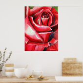 Poster Crimson Rose rouge original aquarelle peinture (Cuisine)