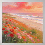 Poster Crimson Shore - Pastel Painting Style Art (Devant)