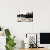 Poster Crique gelée avec banc (Bureau à domicile)