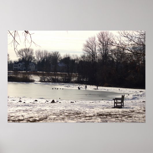 Poster Crique gelée avec banc (Devant)