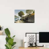 Poster Crique rocheuse au bord d'un lac dans les collines (Bureau à domicile)