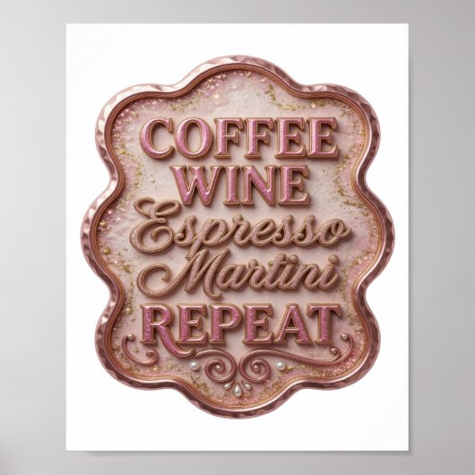 Poster Crisp Gold CAFÉ VIN ESPRESSO MARTINI RÉPÉTER (Devant)