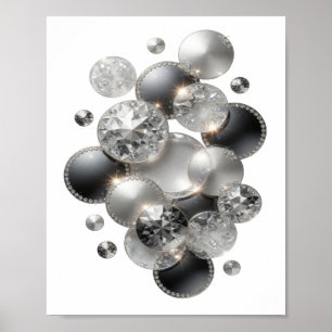 Poster Crisp Silver LES DIAMANTS SONT LE MEILLEUR AMI D'U