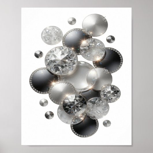 Poster Crisp Silver LES DIAMANTS SONT LE MEILLEUR AMI D'U (Devant)