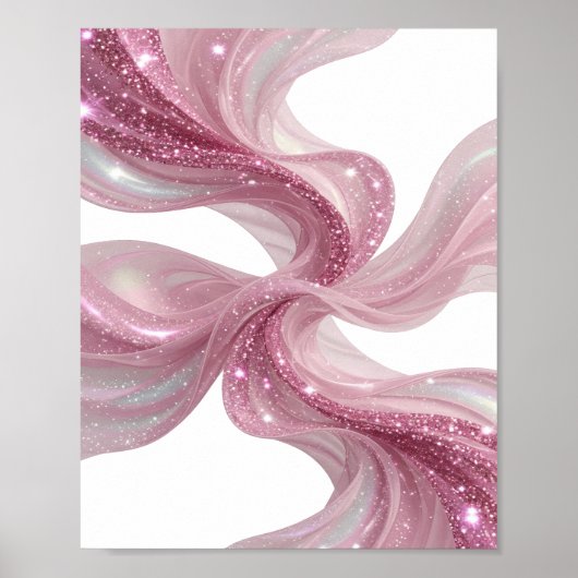 Poster Crisp Silver PINK GLITTER WAVES Art Text 3D (Devant)