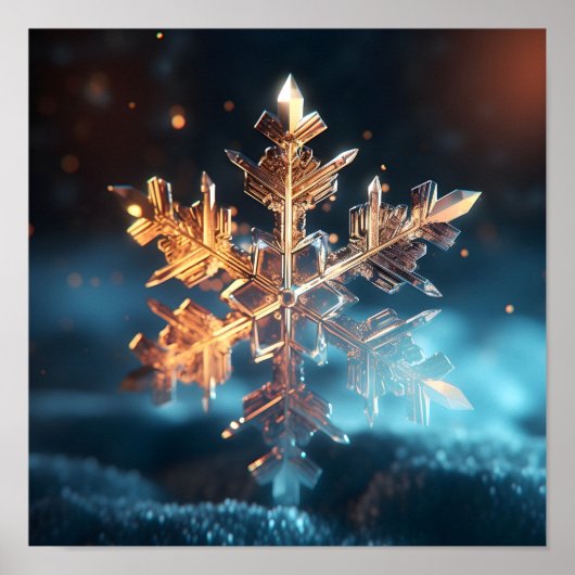 Poster cristal de flocons de neige de vacances (Devant)