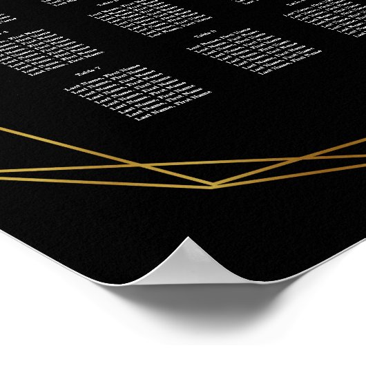 Poster cristal géométrique noir Table plan partie/mariage (Coin)