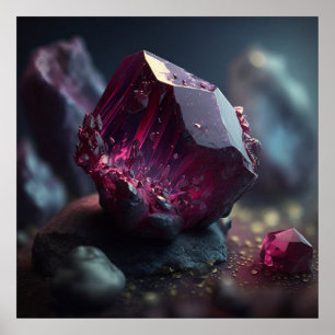 Poster Cristal Inspiré de Spinelle Magenta Profond