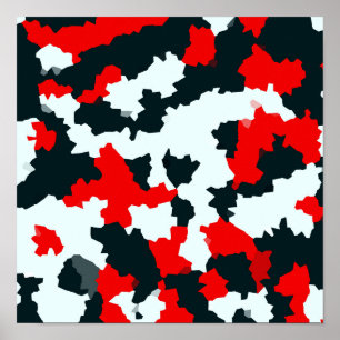 Poster Cristal irrégulier Abstrait Mosaïque Camo rouge