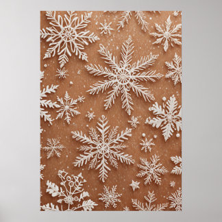 Poster Cristaux d'hiver dorés