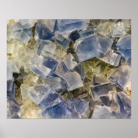 Poster Cristaux fluorites bleus dans la matrice (Devant)