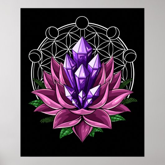 Poster Cristaux spirituelles Lotus (Devant)