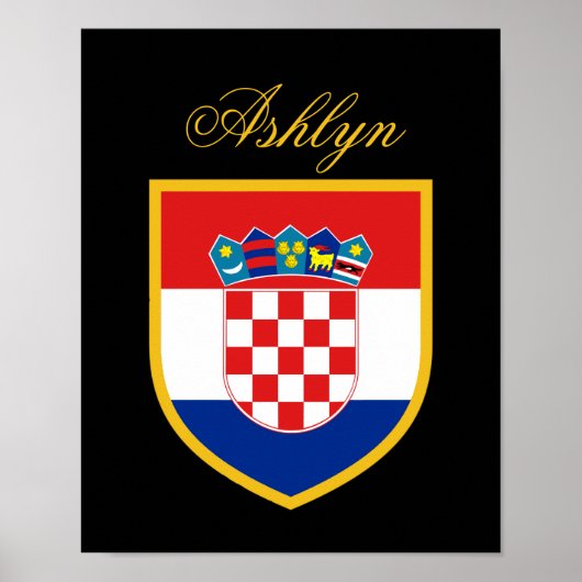 Poster Croatia Flag Personalized (Devant)