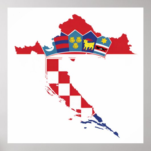 Poster Croatia Hrvatska Kroatien Hrv Zagreb Split Flag (Devant)