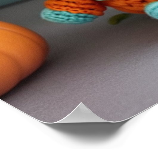 Poster Crochet de poupée Citrouille mignonne : Automne Am (Coin)