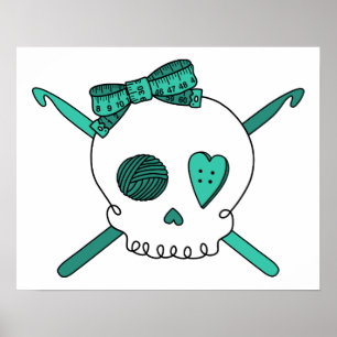 Poster Crochet et crâne (Turquoise)