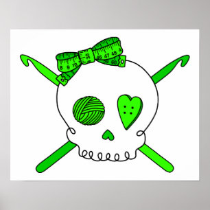 Poster Crochet et crâne (vert citron)