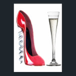 Poster Crochet Stiletto Chaussure et Flûte Champagne Impr<br><div class="desc">un stiletto avec une différence"</div>