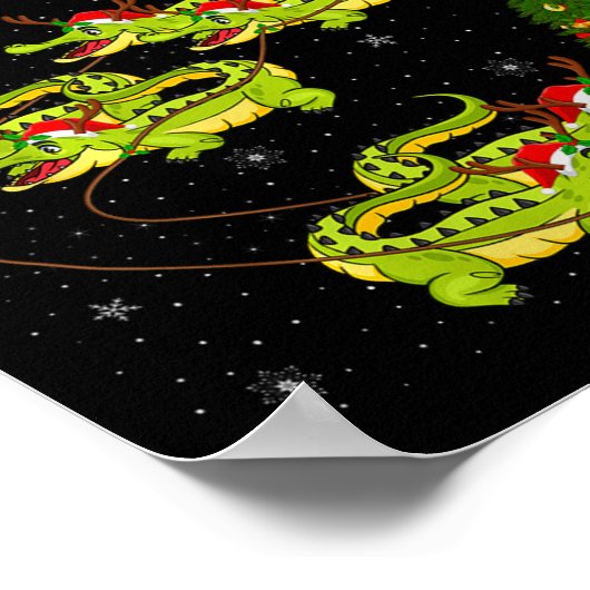Poster Crocodile Alligators Santa Sleigh Flying Funny Chr (Coin)