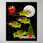 Poster Crocodile Alligators Santa Sleigh Flying Funny Chr (Devant)