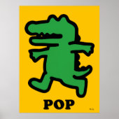 Poster Crocodile d'art pop - Vert sur Silhouette jaune (Devant)