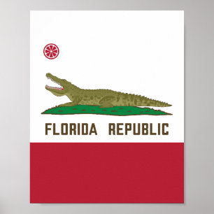 Poster Crocodile du drapeau de la République de Floride
