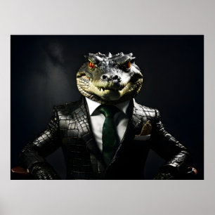 Poster Crocodile en combinaison